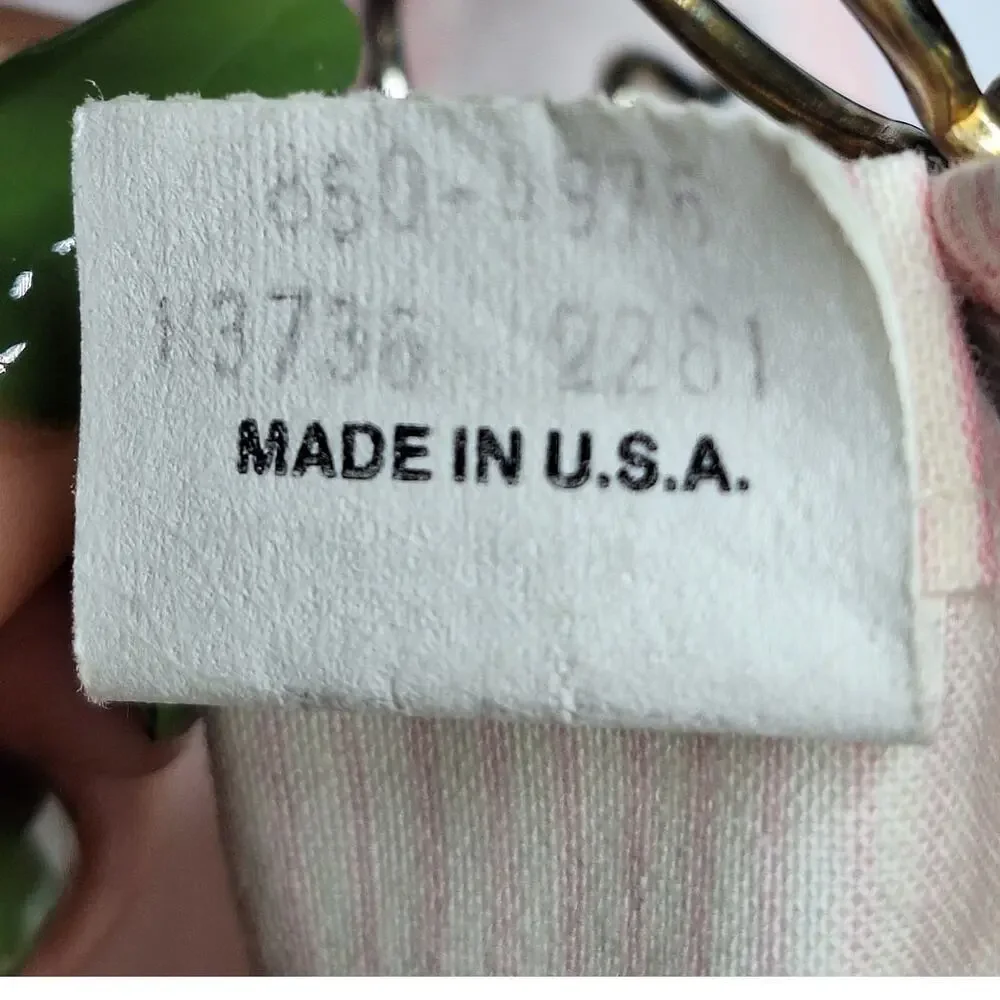 Vintage OshKosh B'Gosh Vestbak Bib Overalls Girls Pink White Stripe USA 24 mo
